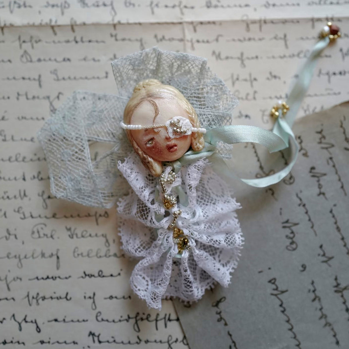 Masked Doll Lace Brooch