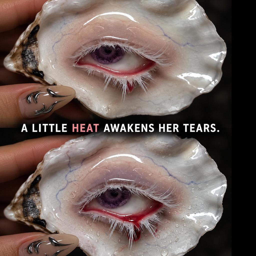 AMETHYST TEARS Thermochromic Oyster Eye Brooch & Choker, Purple Pearl Gothic Wearable Art, LV030