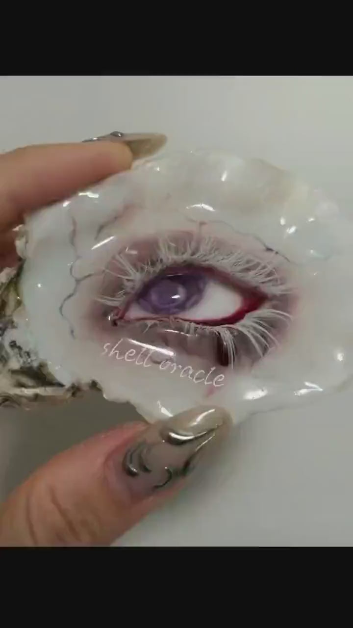 AMETHYST TEARS Thermochromic Oyster Eye Brooch & Choker, Purple Pearl Gothic Wearable Art, LV030